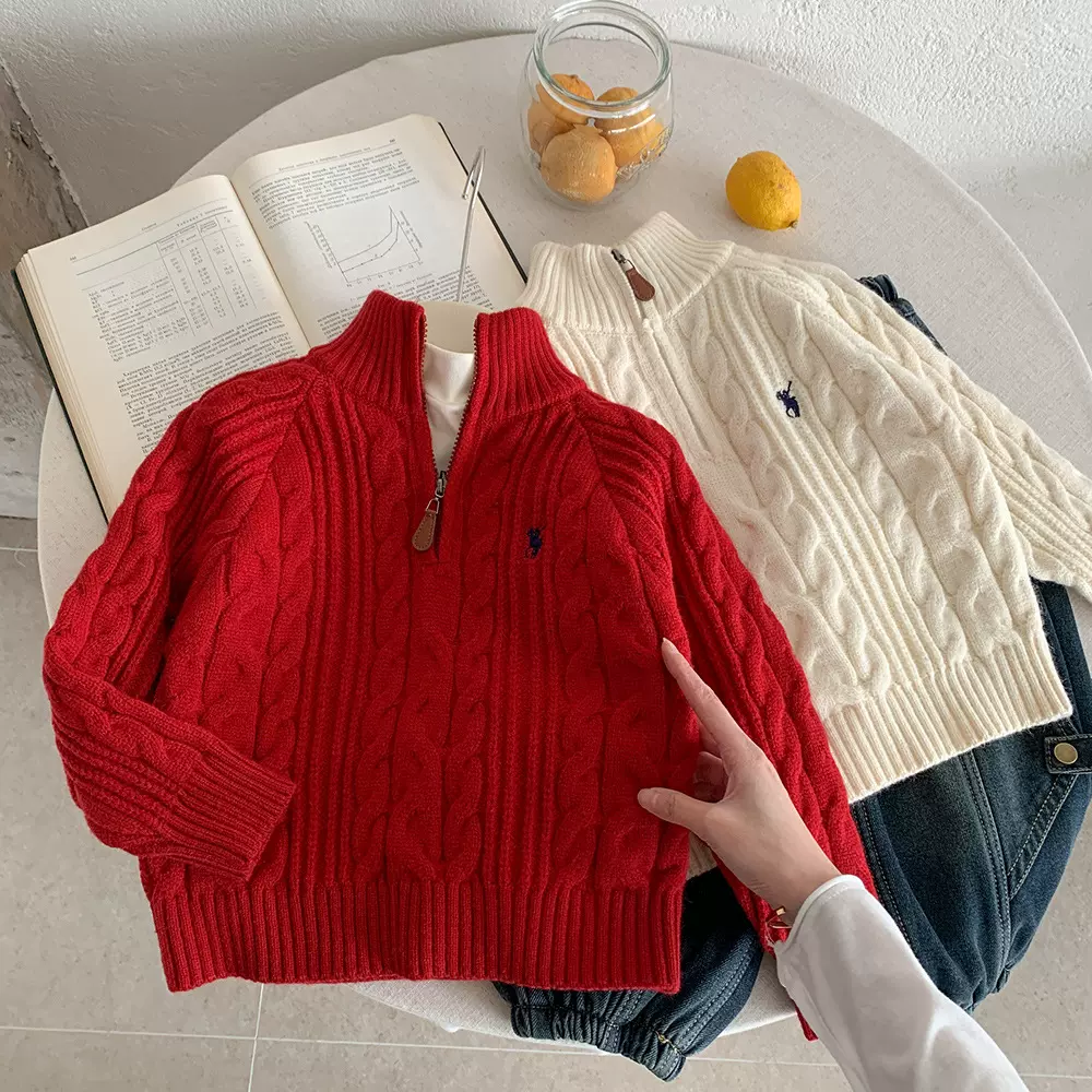木野冬季儿童加厚毛衣湖州织里童装男女童韩版针织衫百搭保暖上衣