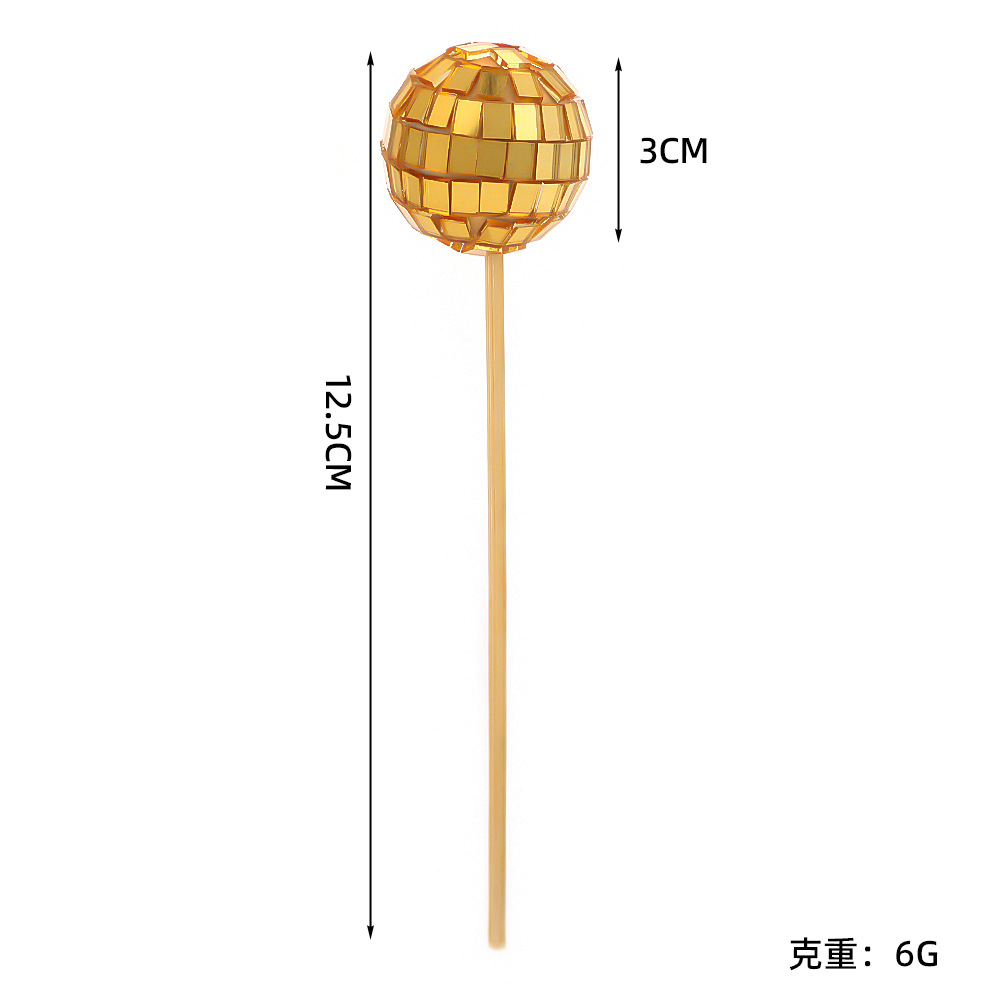 Bolas de espejo de discoteca transfronterizas pastel de cumpleaños decoración de bolas de espejo con inserción de palo de madera fiestas de fiesta props