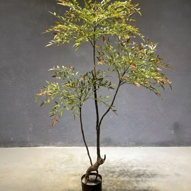 新中国式茶室景観装飾シミュレーション緑植南天竹鉢植え室内ショーウインドー着地造景装飾緑植|undefined
