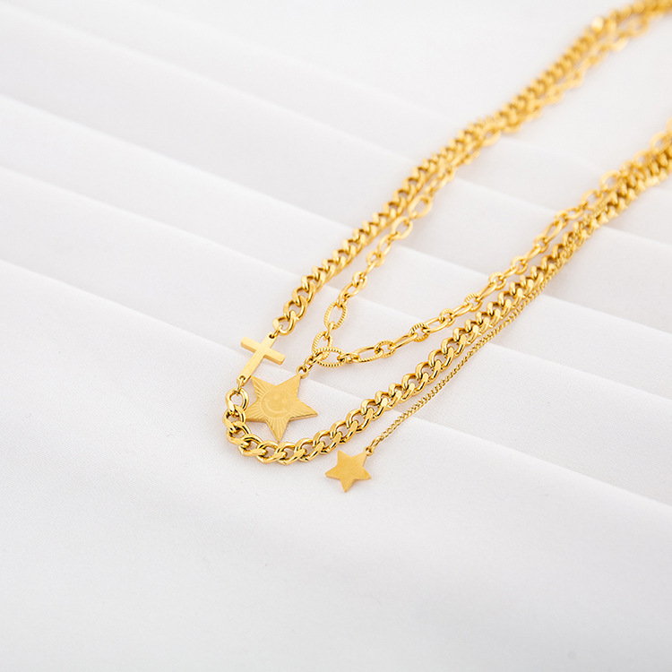 Fashion Star Titanium Steel Plating Layered Necklaces 1 Piece