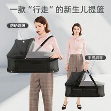 婴儿车载睡篮新生儿手提篮宝宝可折叠提篮便携式摇篮床防压床中床