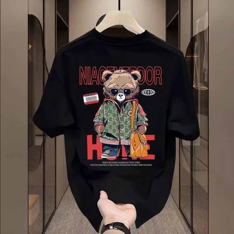 T-shirt Trendy Brand High-end Short-sleeved Men's Summer 2025 New Ins Loose Heavy-weight Round Neck Pure Cotton Puffy Handsome Top T-shirt T-shirt Trendy Brand High-end Short-sleeved Men's Summer 2025 New Ins Loose Heavy-weight Round Neck Pure Cotton Puffy Handsome Top T-shirt