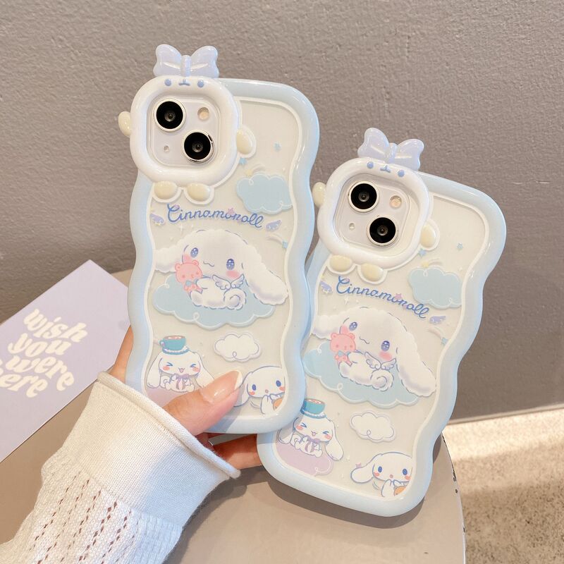 For Apple 14 Waved Monster Bracelet Mobile Phone Case iphone15 Jade Gui Dog 13 Bracket Protective Case New Style