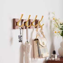 木质壁挂墙上衣帽钩卧室墙面衣服收纳钩进门玄关钥匙架竹木毛巾架