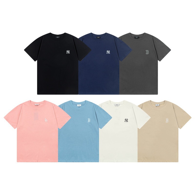 クロスボーダー MLB&NY ベーシックプリント高品質レディース T メンズ半袖コレクション共同ブランドの純綿通気性ボトリングシャツ|undefined