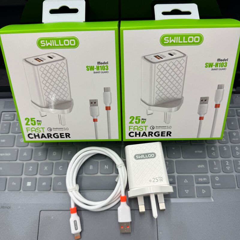 Cross-Border Best-Selling Swilloo H-103 Pd A+C 25W Super Fast Charging Type C Charger Set Cross-Border Best-Selling Swilloo H-103 Pd A+C 25W Super Fast Charging Type C Charger Set