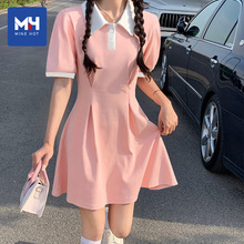 【店铺热销】唐狮集团MH气质polo领收腰连衣裙女2025夏季百搭减龄