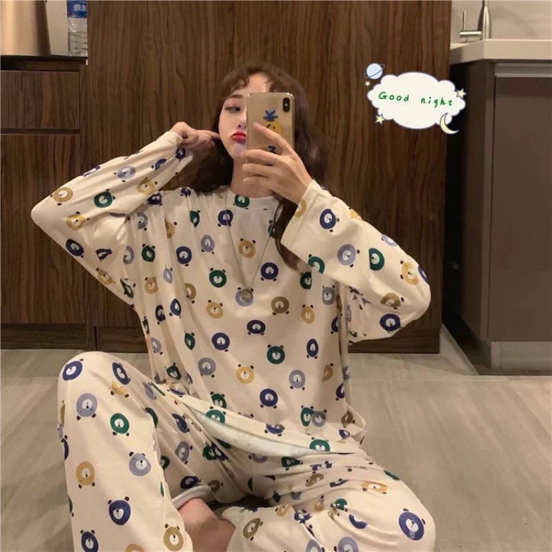 Pijamas mujer otoño estudiante ins manga larga primavera y otoño estilo coreano