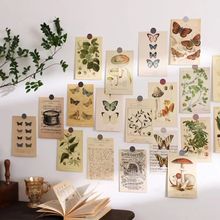 复古蝴蝶装饰画卡片30张明信片墙贴卧室房间寝室墙面装饰手账素材