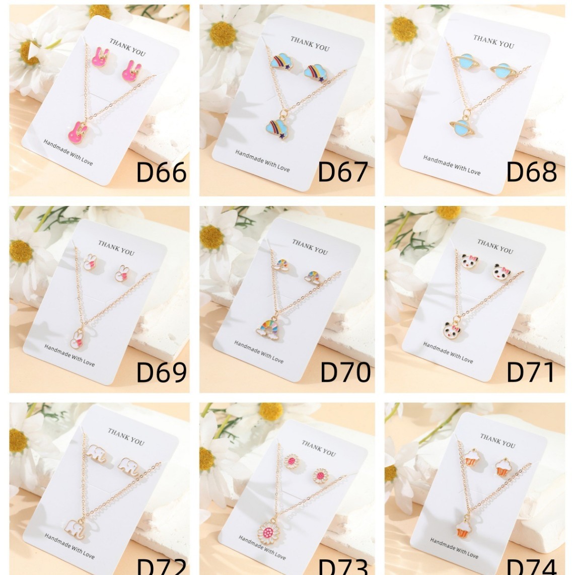 Cross-Border European and American Niche Flower Earrings, Jewelry Necklaces, Women's Versatile High-End Earrings, Children's Jewelry Sets, Children's Models