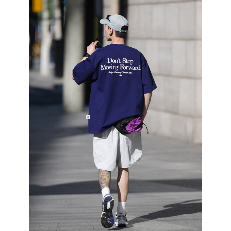 2026 New Style Loose-Fitting Pure Cotton Heavyweight Round Neck T-Shirt with Back Print, Unisex, Solid Color, Simple and Versatile Basic 2026 New Style Loose-Fitting Pure Cotton Heavyweight Round Neck T-Shirt with Back Print, Unisex, Solid Color, Simple and Versatile Basic