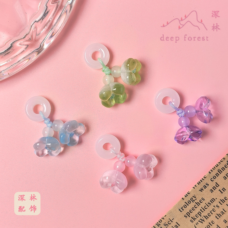 Osmanthus Running Ring Small Pendant Imitation Jade Glass DIY Bracelet Small Hand Hanging Pendant Jewelry Handmade Clothing Accessory