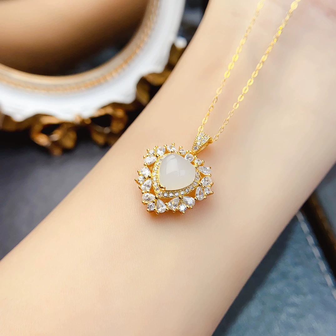 Новый натуральный Hutian нефритовый кулон S925 Серебряный инкрустированный главный камень 8*8 мм