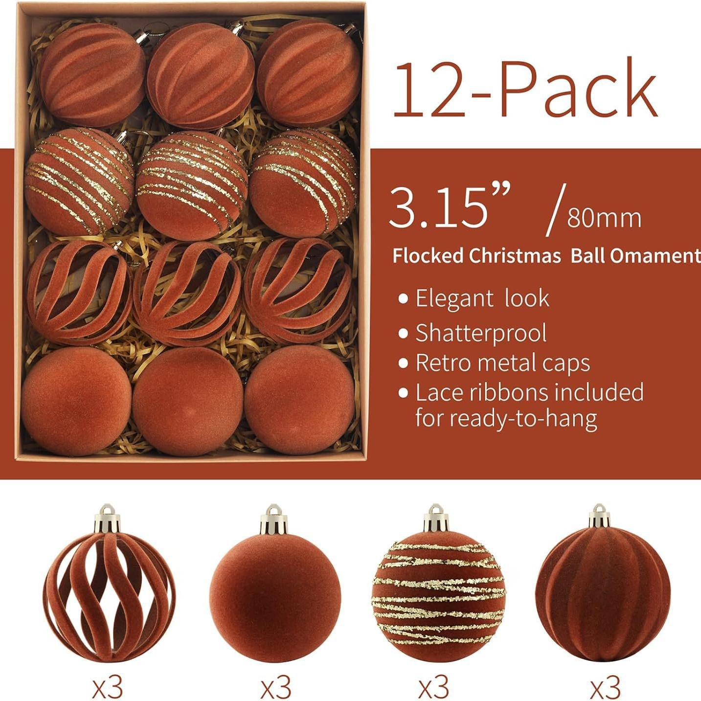 Amazon Hot Sale Flooded Navidad 6cm / 8cm Set Navidad Ball Decoration Colgante Disposición Navidad Ball Colgante image 21