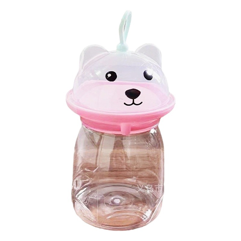 PET alimentos grado espesado botella de plástico transparente sellado caramelo soluble frijol de arcilla de color frasco de embalaje puesto lindo Oso de dibujos animados