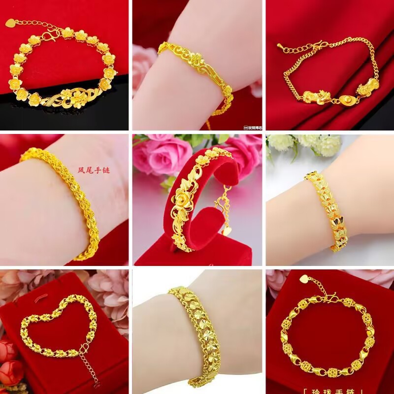 Vietnamese Sand Gold Women's Bracelet, Two-Life Happiness Bracelet, Trendy Wholesale for Influencers, Versatile and Stylish, Gift for Mom or Girlfriend