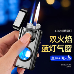 Creative, personalized dual-flame conversion lighter—stylish blue LED light with visible gas chamber, direct flame boost, and wholesale options available. We also offer dropshipping services.