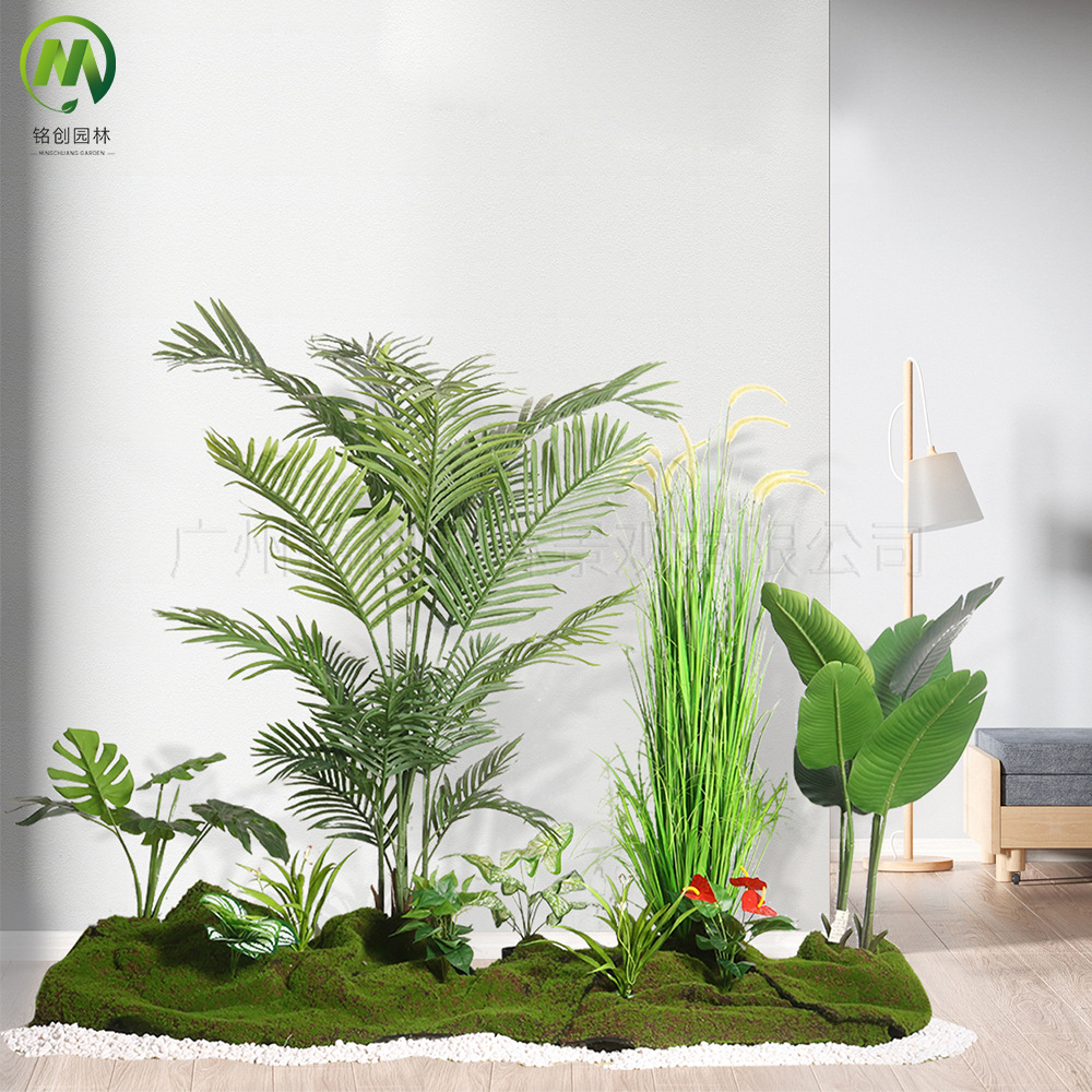 Escenografía de estilo nórdico Simulación de plantas verdes Plantas en macetas Centro comercial Simulación de decoración suave Plantas verdes falsas