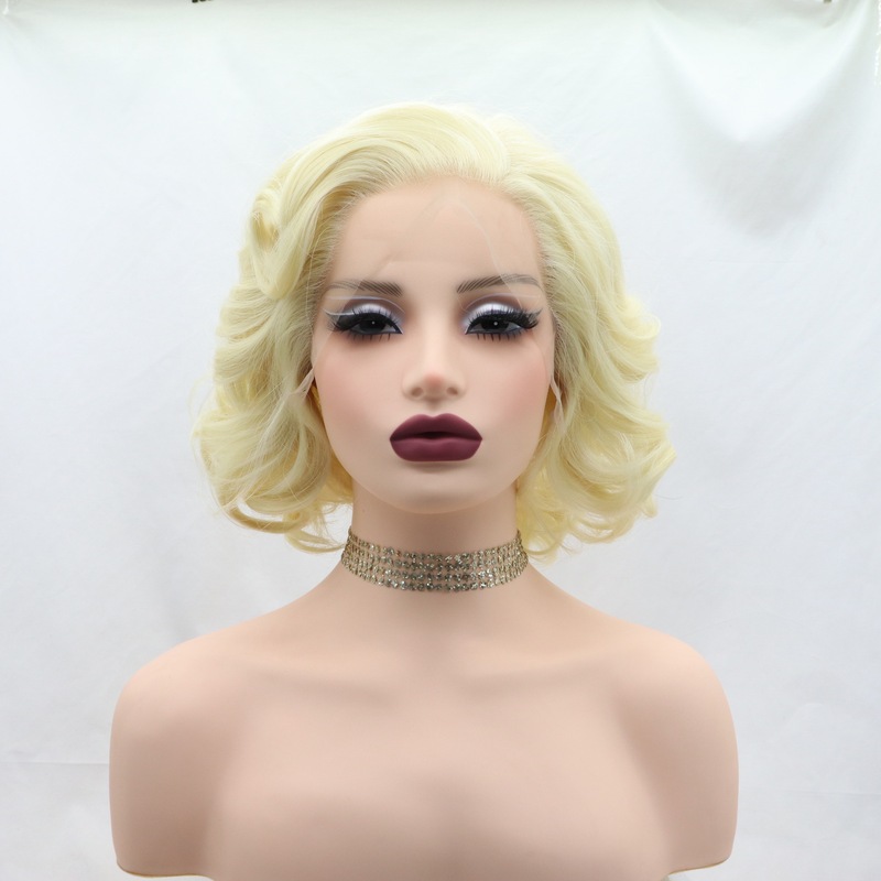 Hand-Crocheted Lace Front Short Curly Wig for Women, Matte High-Temperature Synthetic Fiber Full Wig for Cross-Border E-Commerce