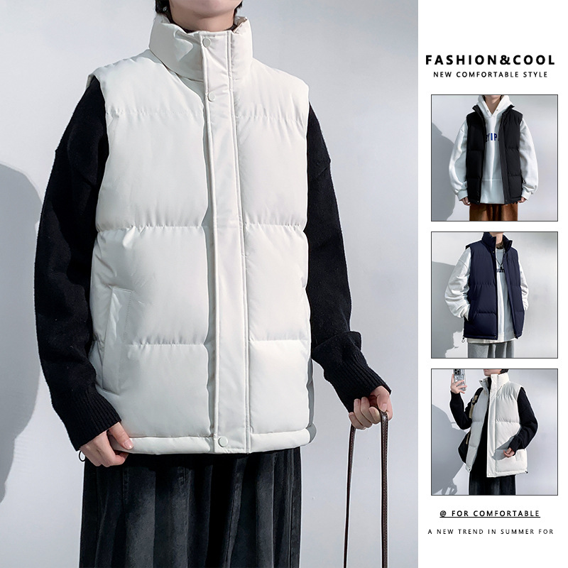 Transfronterizo 5XL - 8XL chaleco de algodón plumado hombre otoño y invierno grueso calentamiento hombro chaleco chaqueta de algodón