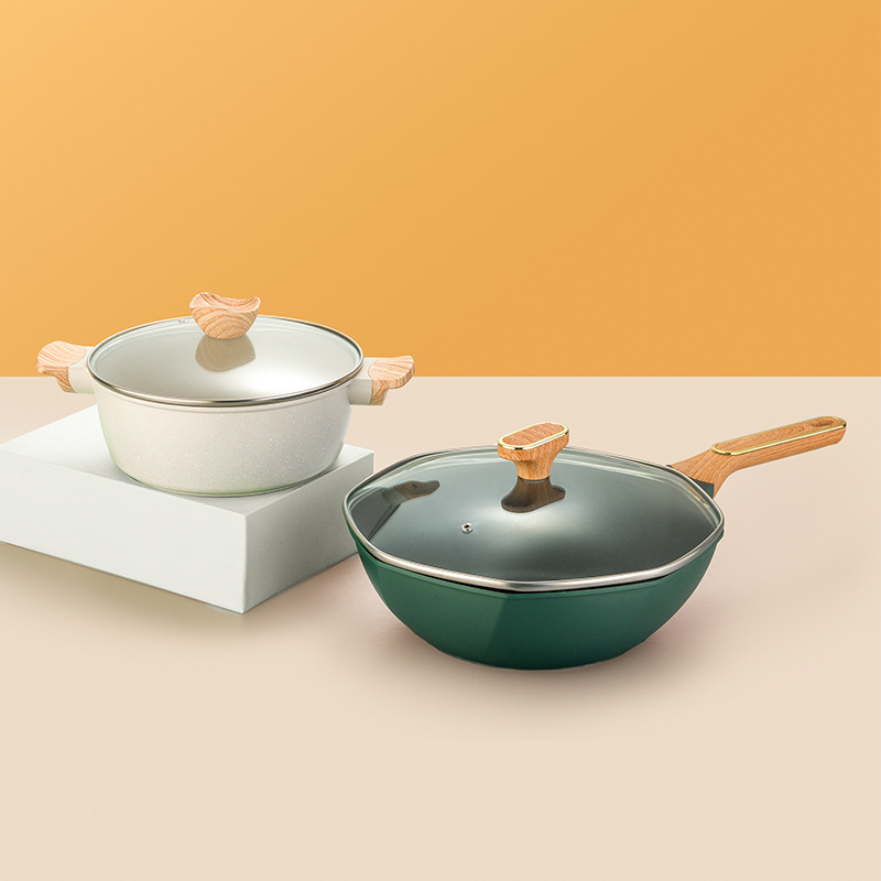 Transfronteriza maifan Piedra sartén antiadherente conjunto completo hogar olla traje sartén sopa olla Cocina de Inducción estufa de gas olla especial