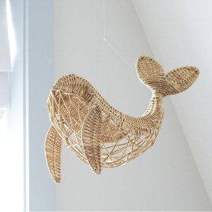 Handmade rattan whale children's room decoration props studio shooting props home decoration woven hanging ornaments