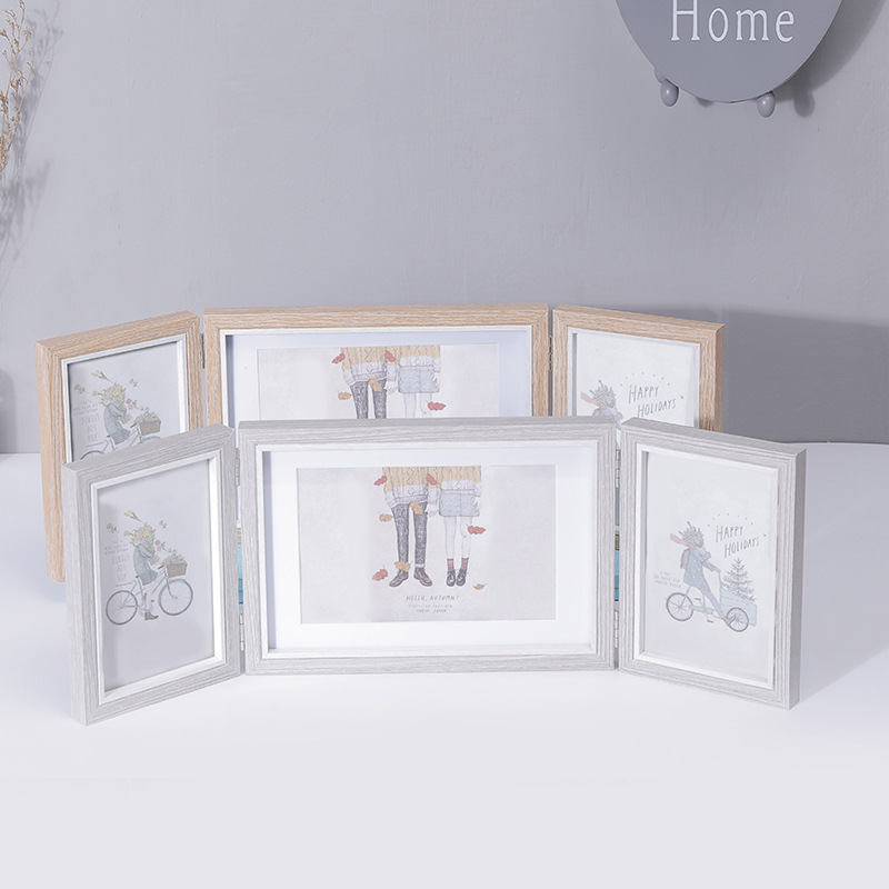 Creative Nordic Style Tri-Fold Folding Combination Photo Frame Living Room Table Decoration 6-Inch 7inch 8inch Photo Frame