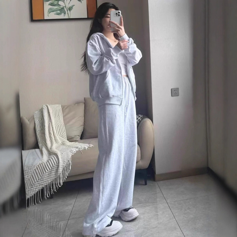 高品质skim**卡戴珊加绒连帽拉链短长裤圆领卫衣套装女|undefined