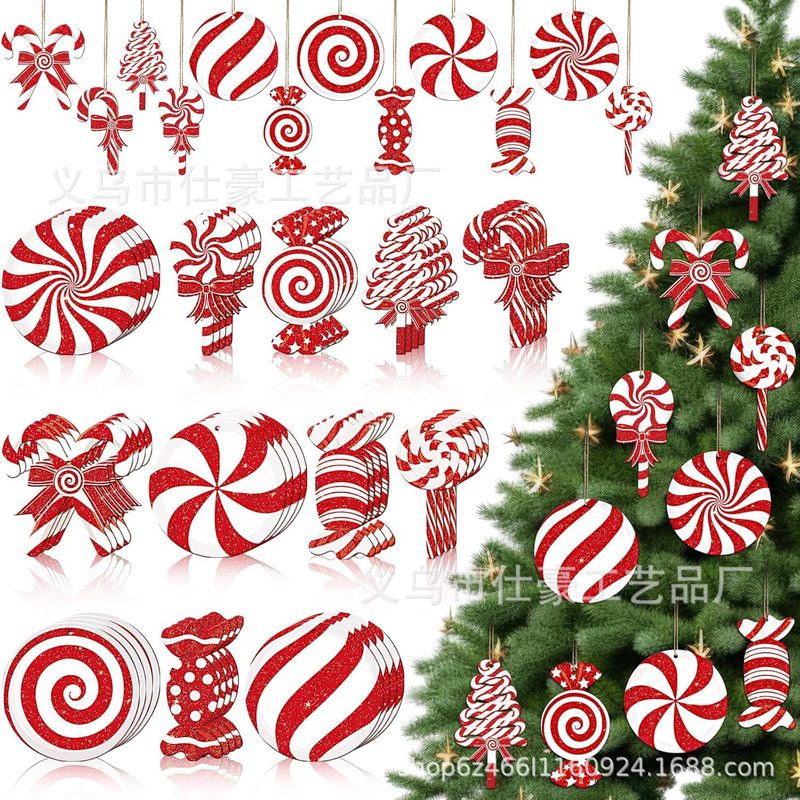 新しいクロスボーダークリスマスキャンディデコレーションクリスマスツリーキャンディ木製オーナメントパーティーデコレーション|undefined