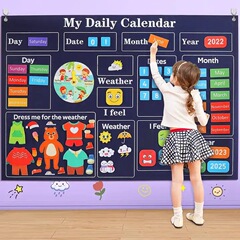 児童早教英語天気カレンダー学習板生活常識フェルト忙しい板数学計算練習板