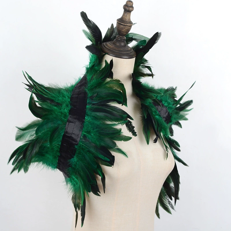 cloak accessory, feathered shoulder cape, gothic Halloween party, multiple colors