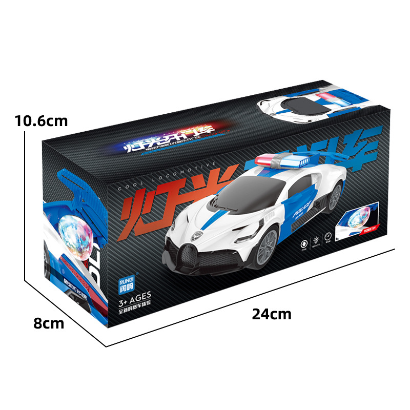 Tiktok mismo baile eléctrico puerta giratoria coche de policía colorido música luz coche deportivo carreras modelo chico