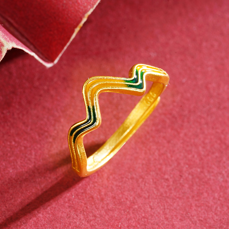 Vietnam esmalte de oro de arena mil millas de anillo Jiangshan pequeño libro rojo fabricantes directamente para la superposición colina anillo al por mayor