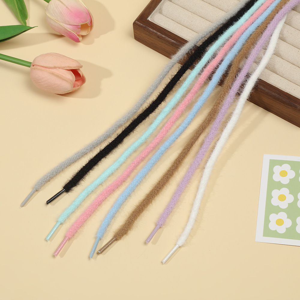 92cm彩色编织绳仿貂绒毛绒绳子diy手工箱包挂饰手机链饰品配件