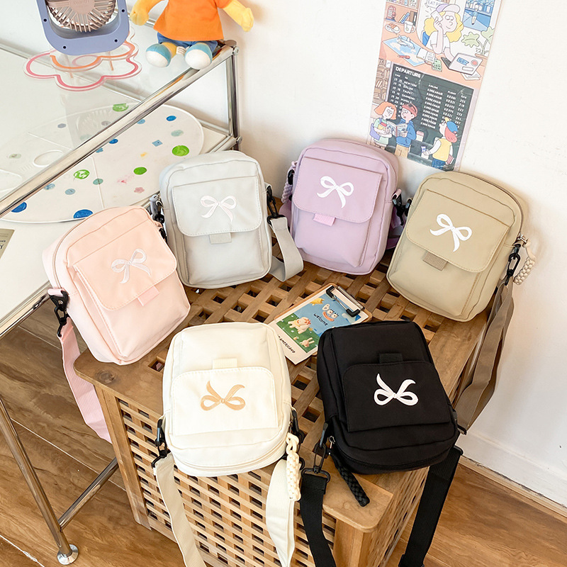 清新甜美蝴蝶结小方包可爱少女时尚包女轻便斜挎包大学生外出挎包