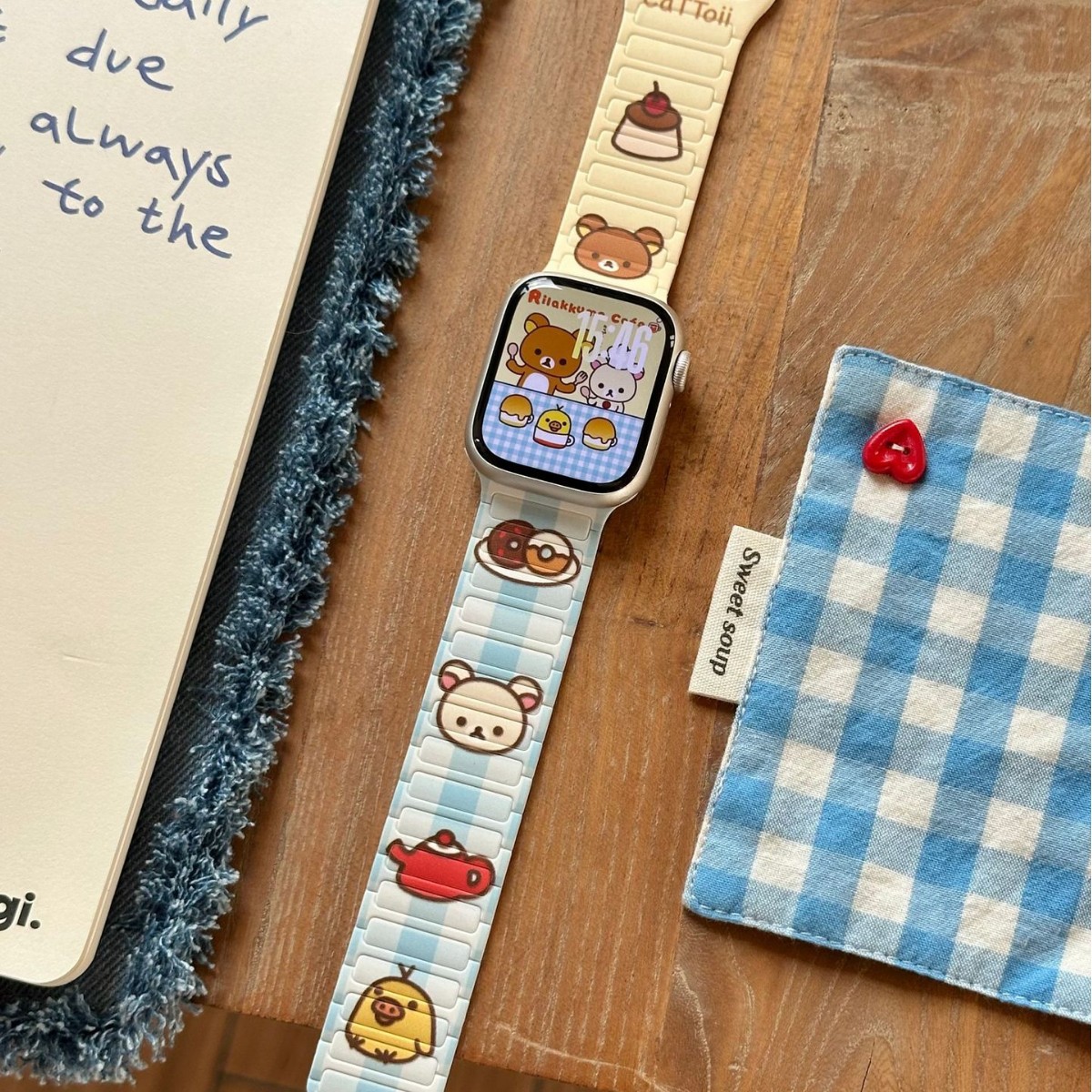 Rilakkuma Printed Loop Magnetic Watch Strap Suitable for Apple Watch Iwatch11 Generation 98765Ultrase