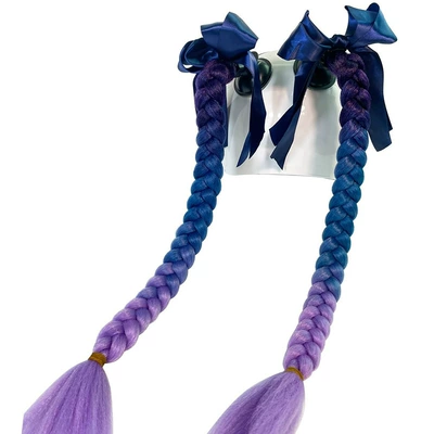 Helmet Decorative Suction Cup: Motosiklet dəbilqələri - purple-lake-blue-light-purple-braid-1-pair-plus-bow