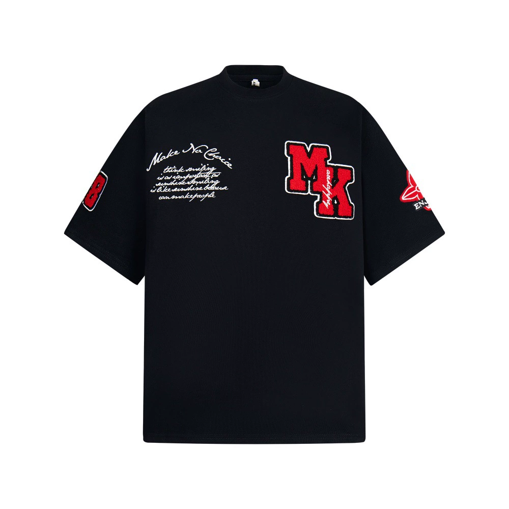 Tide, velvet cotton short sleeve T-shirt for leisure, American style, with embroidery, with short sleeve, round collar