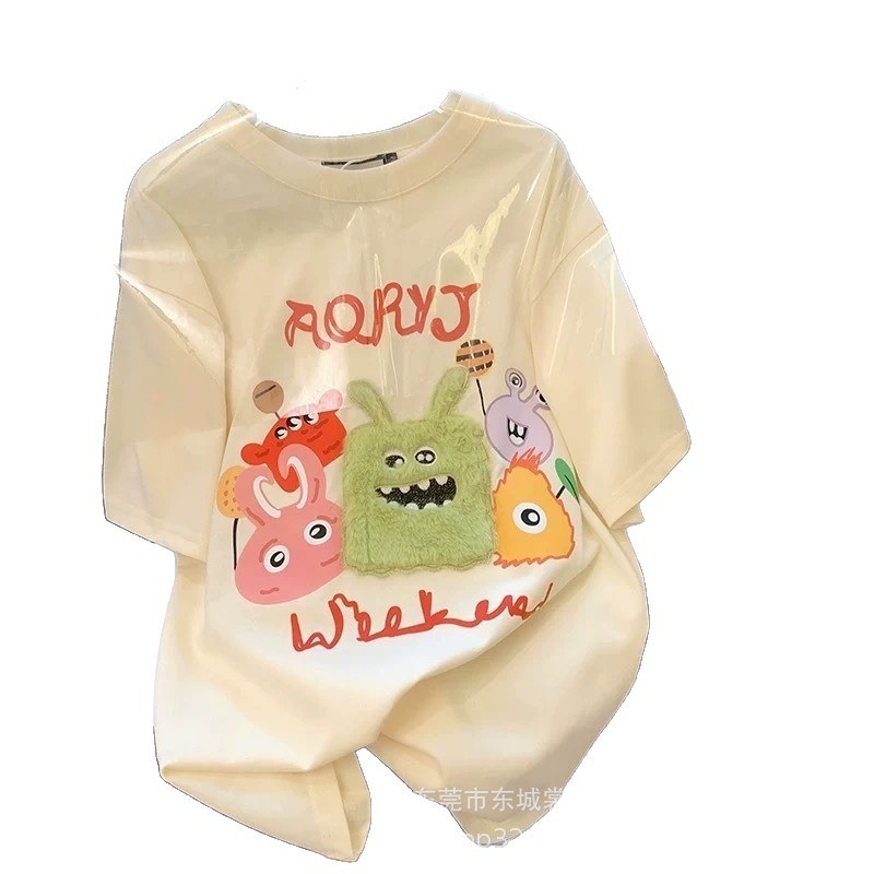 女性用半袖Tシャツ、露店卸売、夏の新作ボトムストップス、斤単位で混合ロットをサポート、メーカーから直接供給|undefined