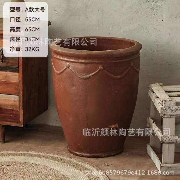 Flores de tubo alto abierto maceta de árboles gruesa maceta de cerámica retrógrada paisaje rural maceta decoración popular maceta grande maceta alta maceta gruesa