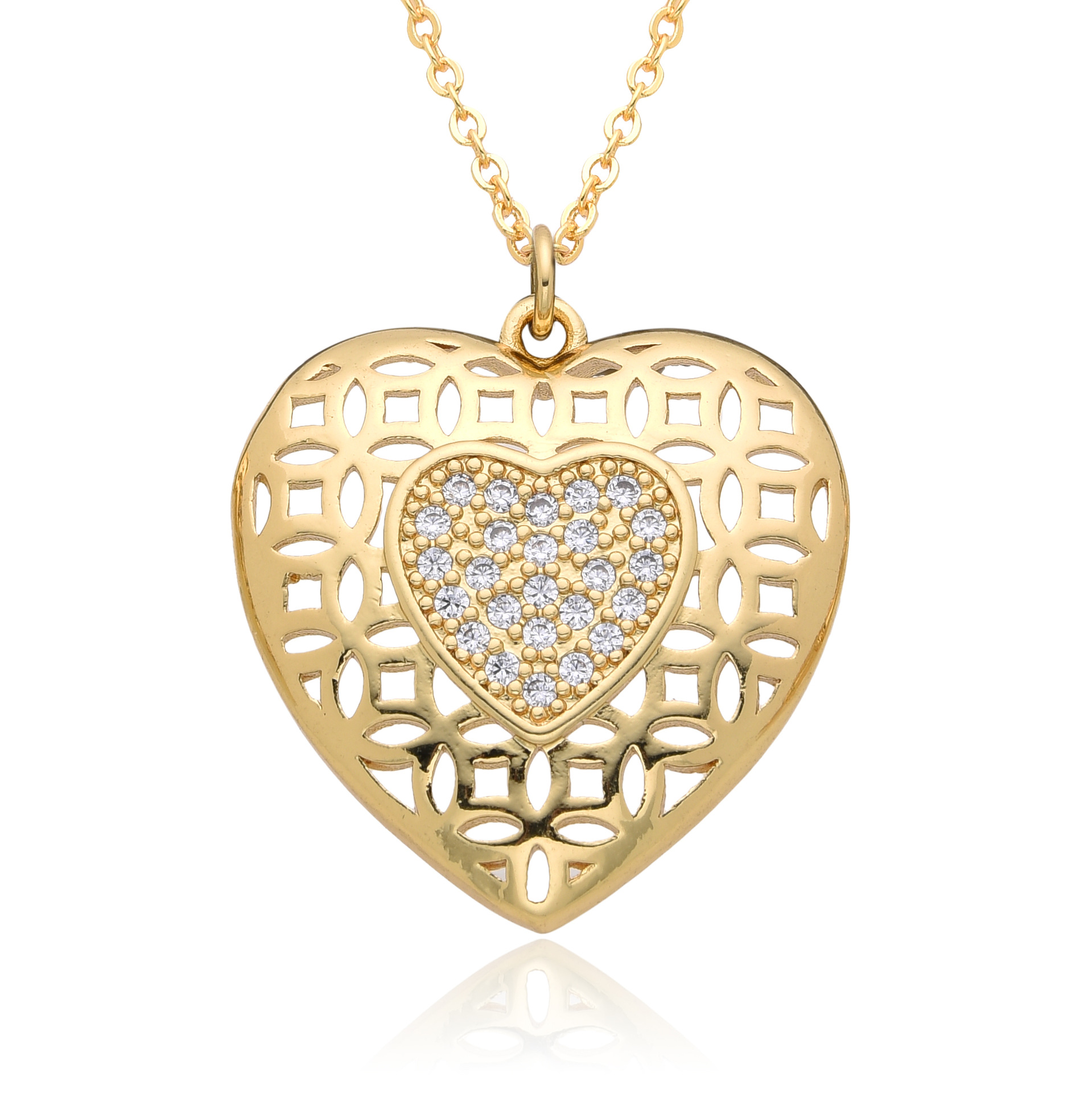 8g Weight 18K Gold Plated Plating Material Copper Pendant Material Pendant Necklace Classification Copper Chain Material 1 Piece Quantity Date, Tea Party Occasion Copper Material Heart Shape Pattern Women's Gender Sweet, Simple Style Style Copper 18K Gold Plated Heart Shape Pendant Necklace 6