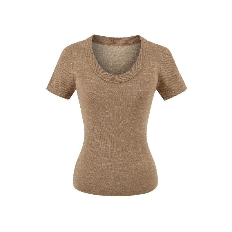 T349-European and American Style Sexy and Fashionable U-Neck Knitwear for Women 2026 Spring and Summer New Hot Girl Slimming Look Short-Sleeved Knitwear T349-European and American Style Sexy and Fashionable U-Neck Knitwear for Women 2026 Spring and Summer New Hot Girl Slimming Look Short-Sleeved Knitwear