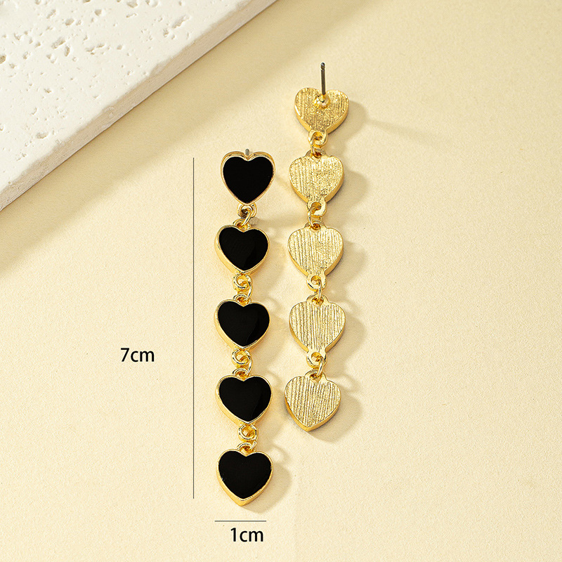 14g Weight Drop Earrings, Earrings Classification 1 Pair Quantity Holiday, Daily Occasion Alloy Material Heart Shape Pattern Women's Gender Enamel Design Simple Style Style 1 Pair Simple Style Heart Shape Enamel Alloy Drop Earrings Earrings 2