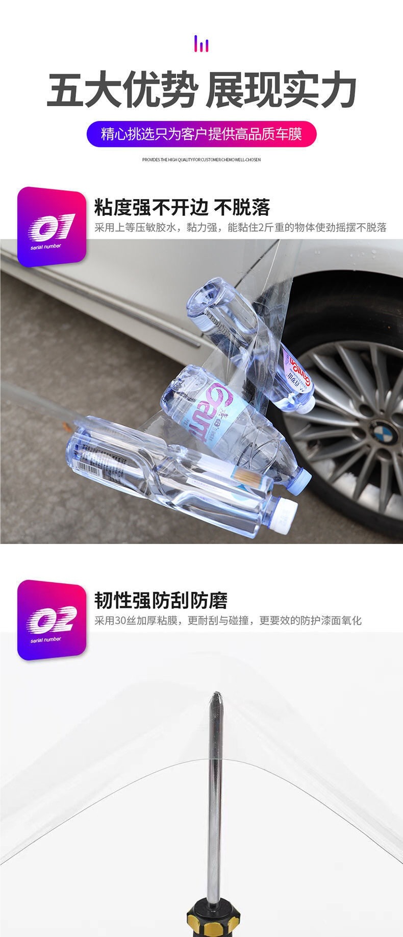 Rhinoceros Leather Imported Tpu Car Paint Protection Film Invisible Car Wrap Door Anti-Kick Threshold Strip Anti-Scratch Collision Protection Film