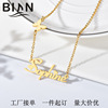 Fashionable necklace stainless steel with letters, chain for key bag , English, Birthday gift