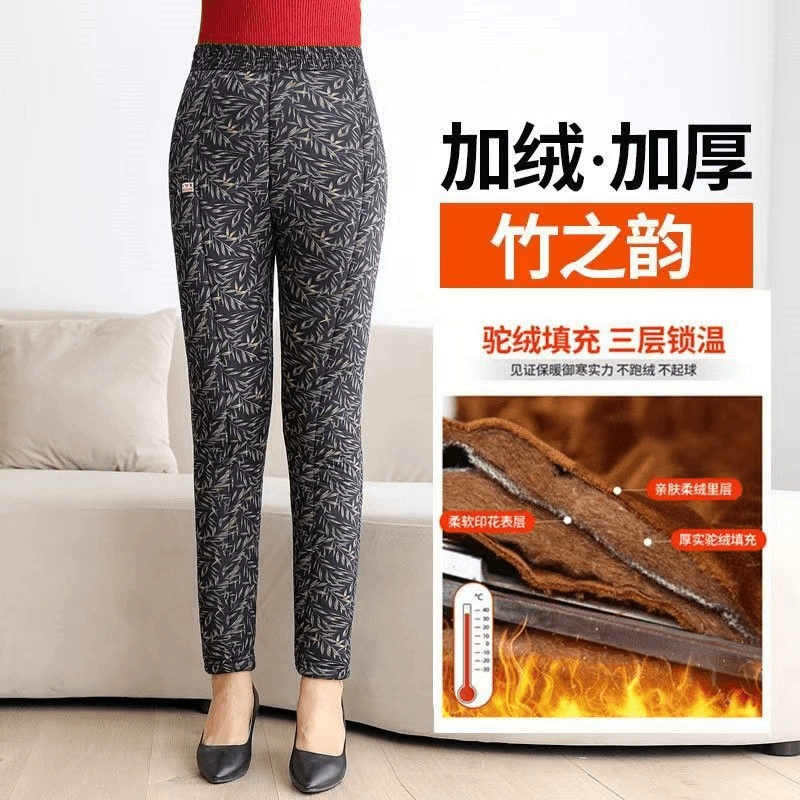 Теплые велюровые брюки, высокая талия, большой размер