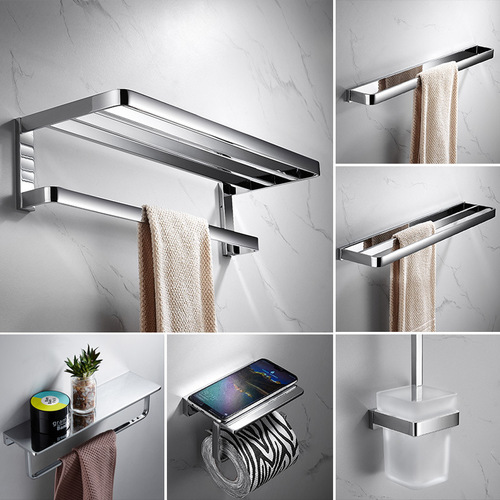 Brass bathroom towel rack black storage rack clothes hook bathroom bathroom hardware pendant toilet towel bar set