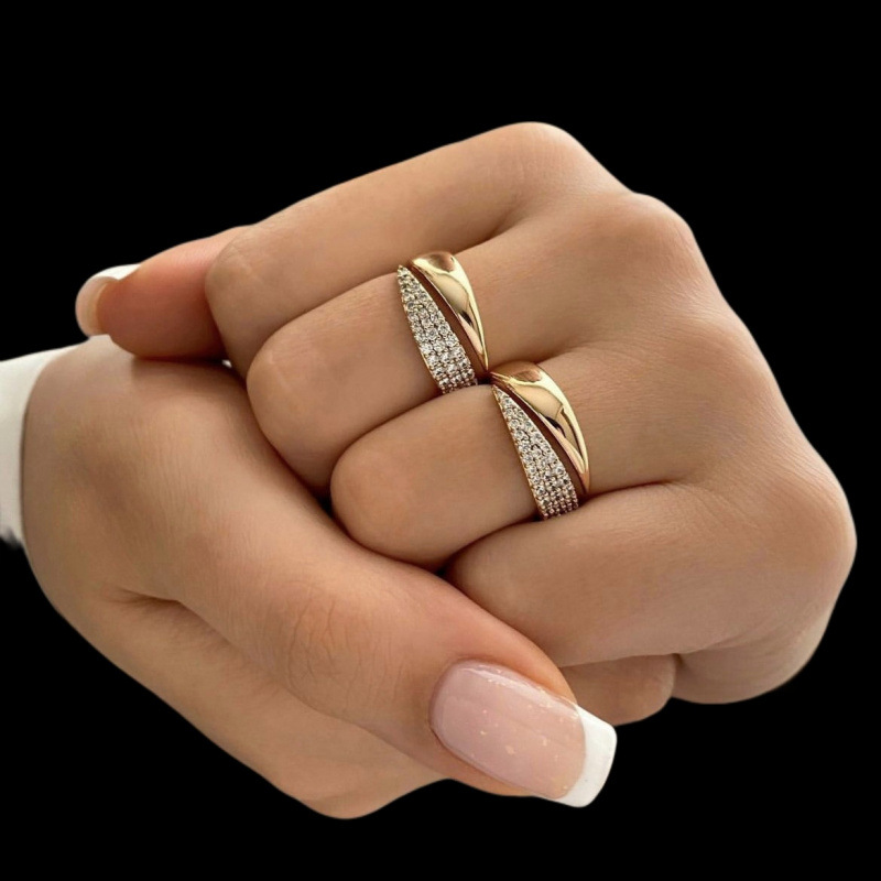 Ring for Women Ins Trendy Niche Design Index Finger Ring Fashion Personality Minimalist Style Diamond-Studded Temperament Internet Celebrity Open Ring