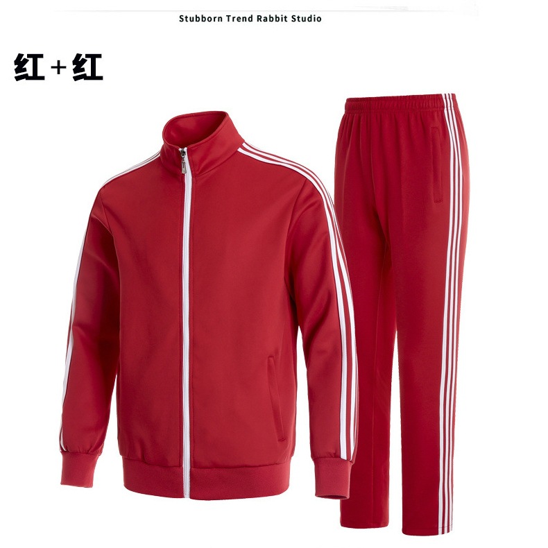Primavera y otoño transfronterizos tres barras set de ropa deportiva casual hombres cardigans grandes camisetas deportivas uniformes escolares dos sets