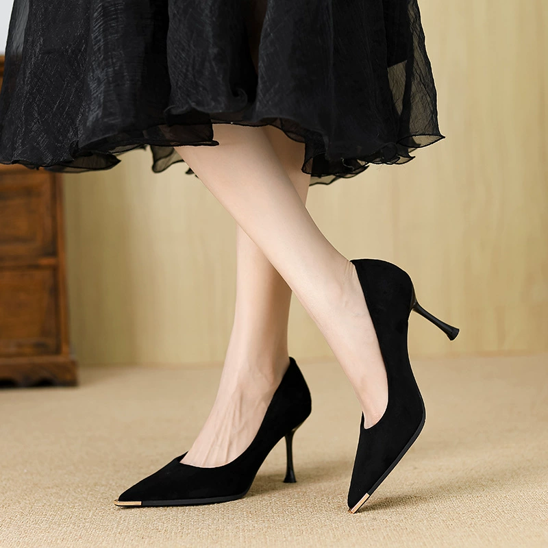 惠莉雅 Metal shoes pointy toe high heels, french style